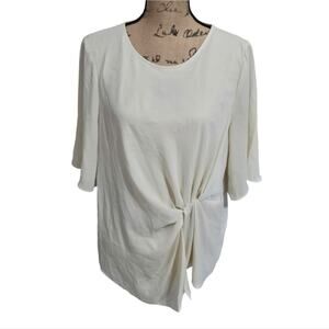 DKNY‎ Winter White Gathered Waist Gorgeous Shirt Size Large New!!